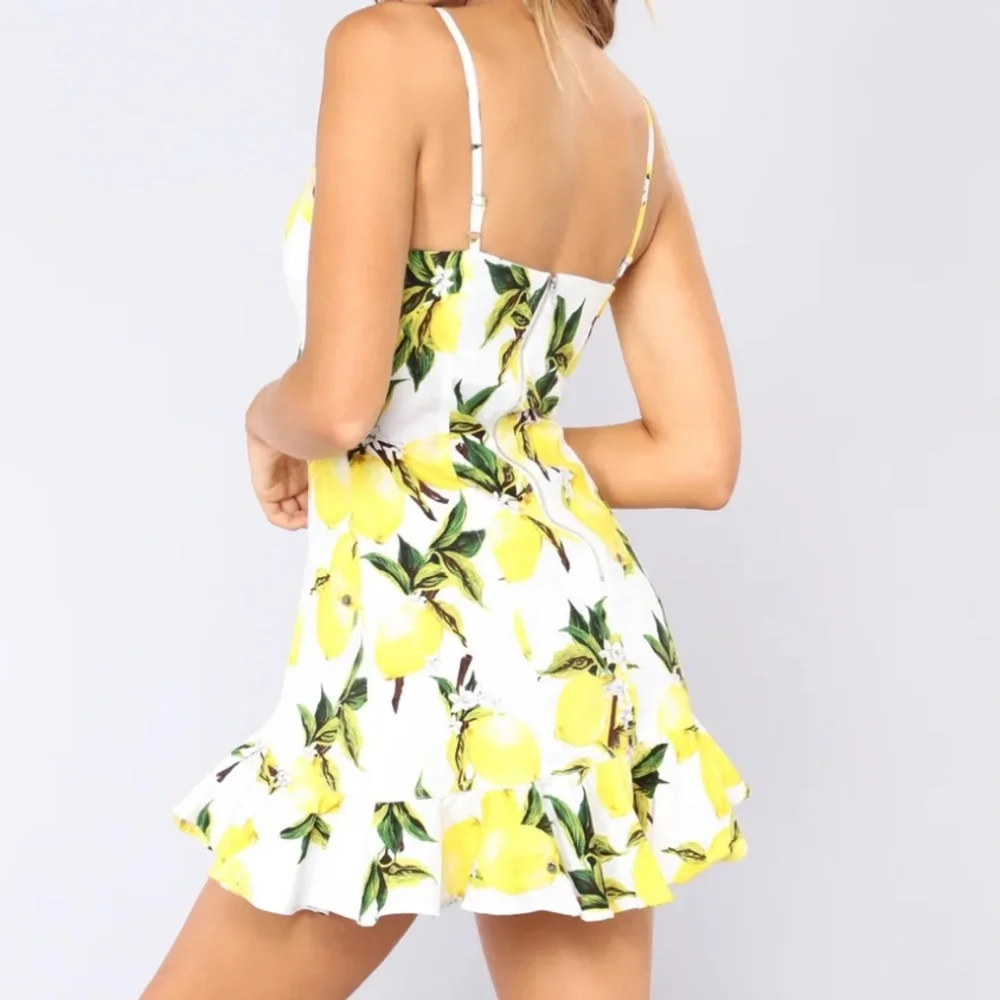 LUXXEL-WHITE LEMON SHORT DRESS WITH RUFFLES size L - Picture 3 of 9